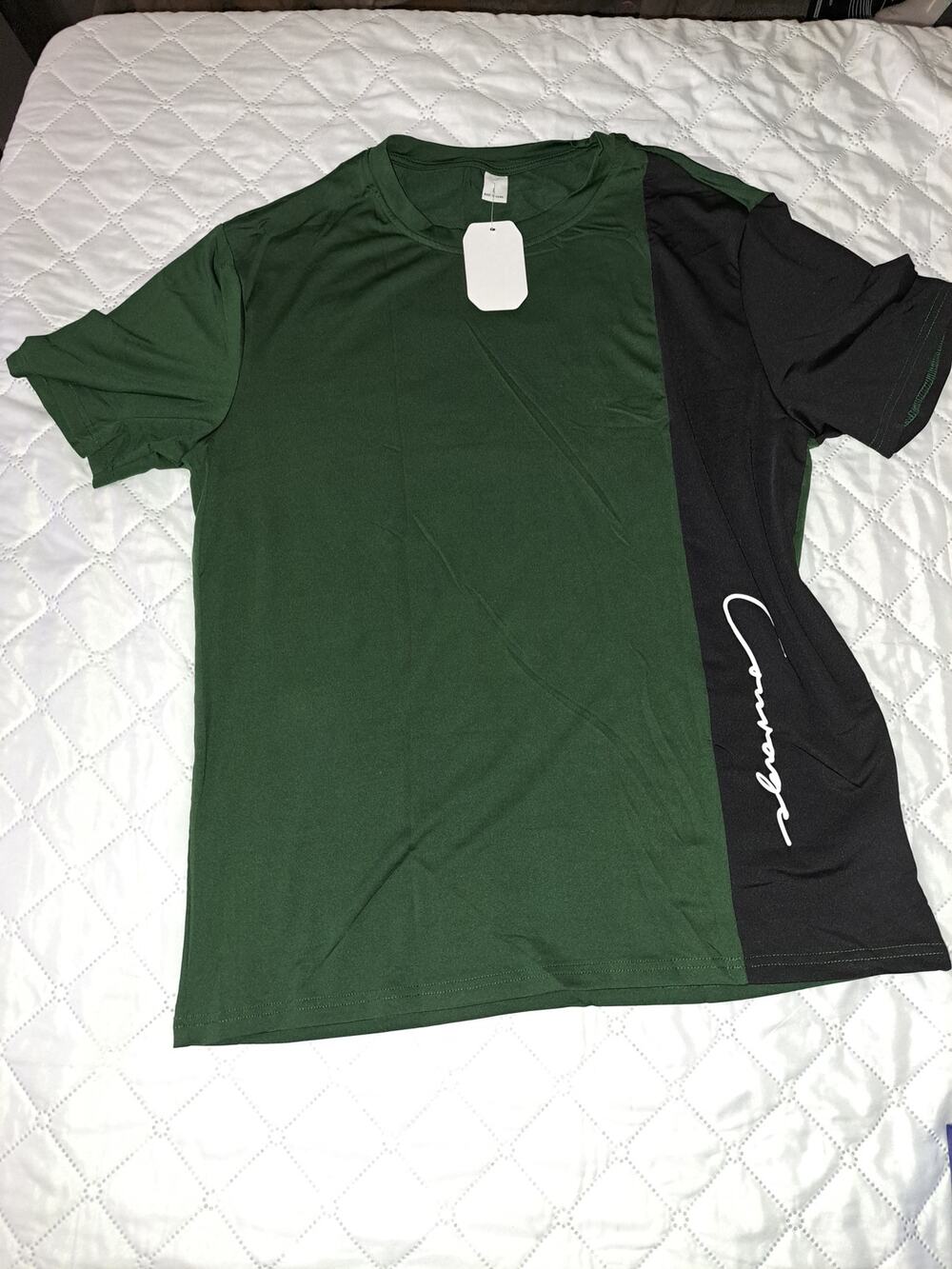 Boys Green and Black Courage T-Shirt Size Large NWT